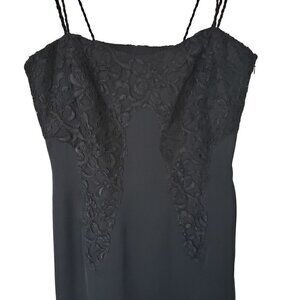 Vintage 90s Y2K Little Black Dress With Corded Lace Detail